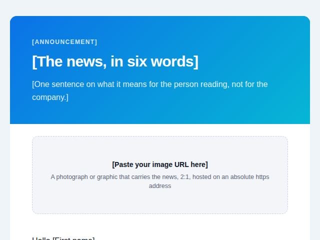 Preview of the Company news email template