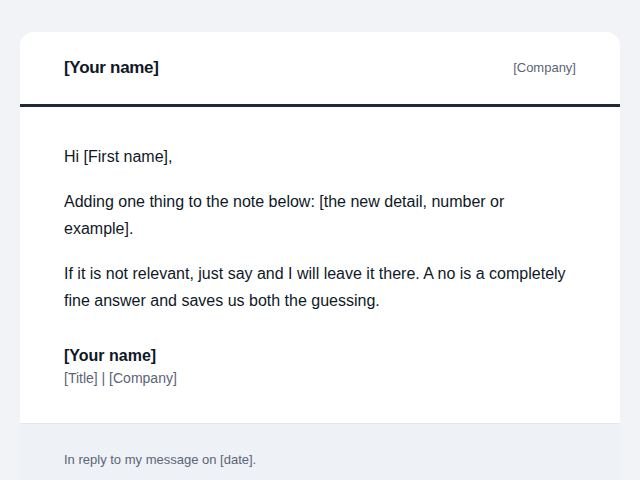 Preview of the After no reply email template