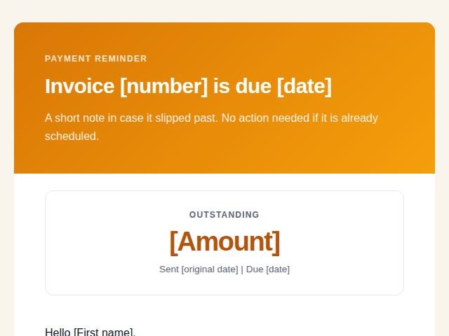 Preview of the Payment reminder email template