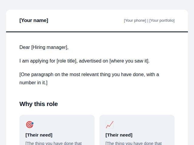 Preview of the Job application email template