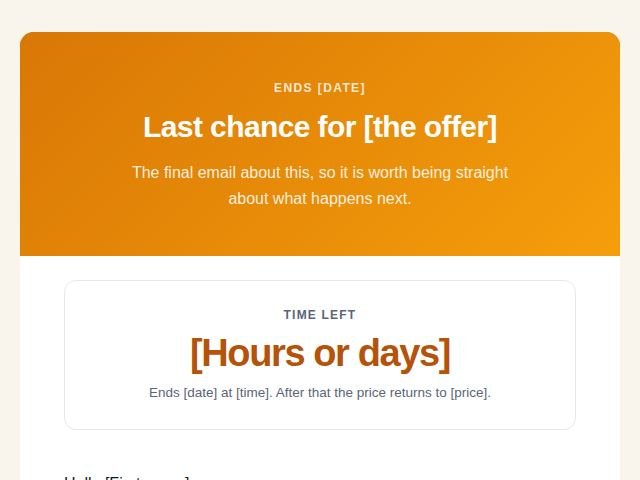 Preview of the Last chance reminder email template