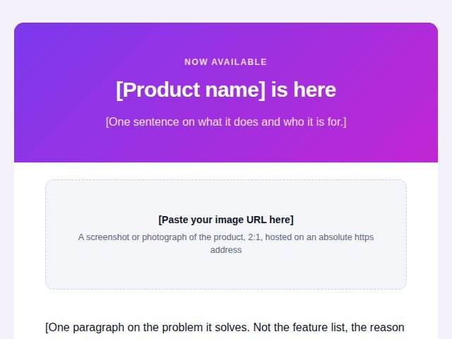 Preview of the Launch offer email template
