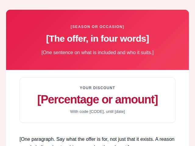 Preview of the Seasonal offer email template
