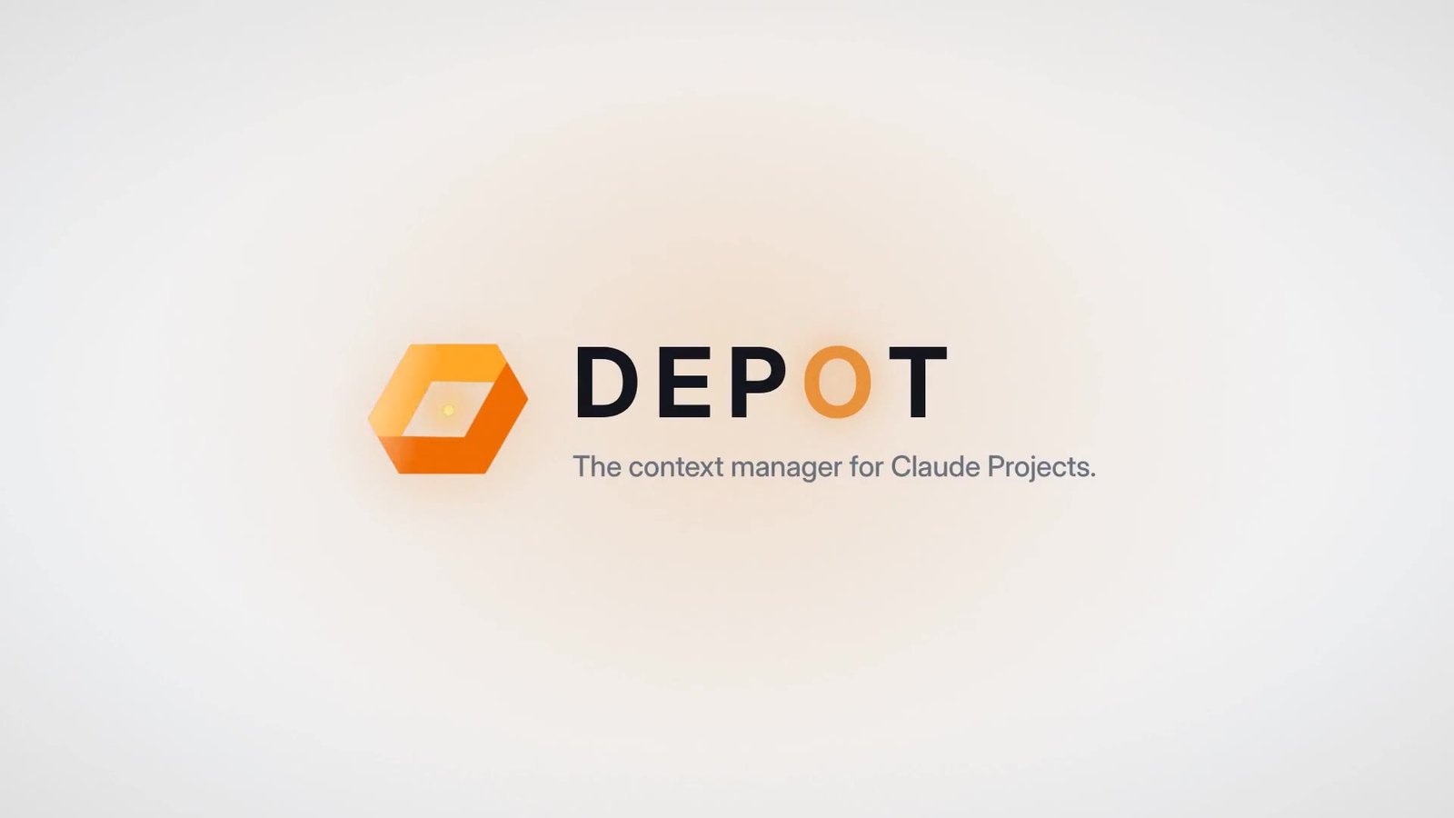 The Depot mark beside the wordmark, with the line: The context manager for Claude Projects.